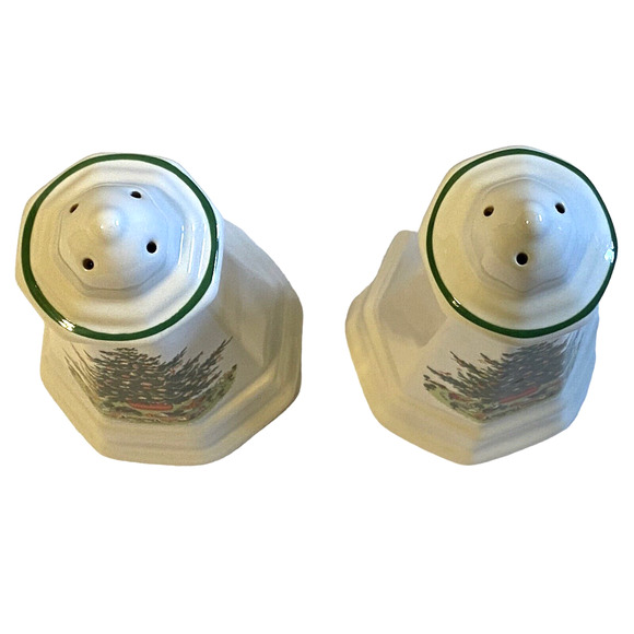 Vintage Pfaltzgraff 6-inch Porcelain Christmas Tree Salt & Pepper Shakers - Picture 4 of 7